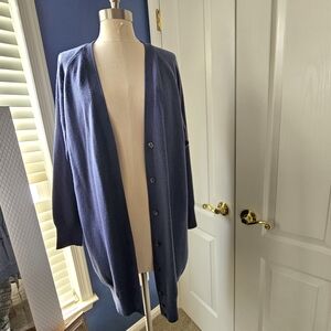 United Colors Of Benetton Lambswool Long Cardigan Italy Button Front Sweater M